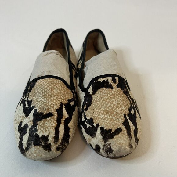 Ugg Ballet Lena Flats Slip On Size 6.5 Lamb Wool Leather Snake Print Cozy Trendy - Picture 2 of 11